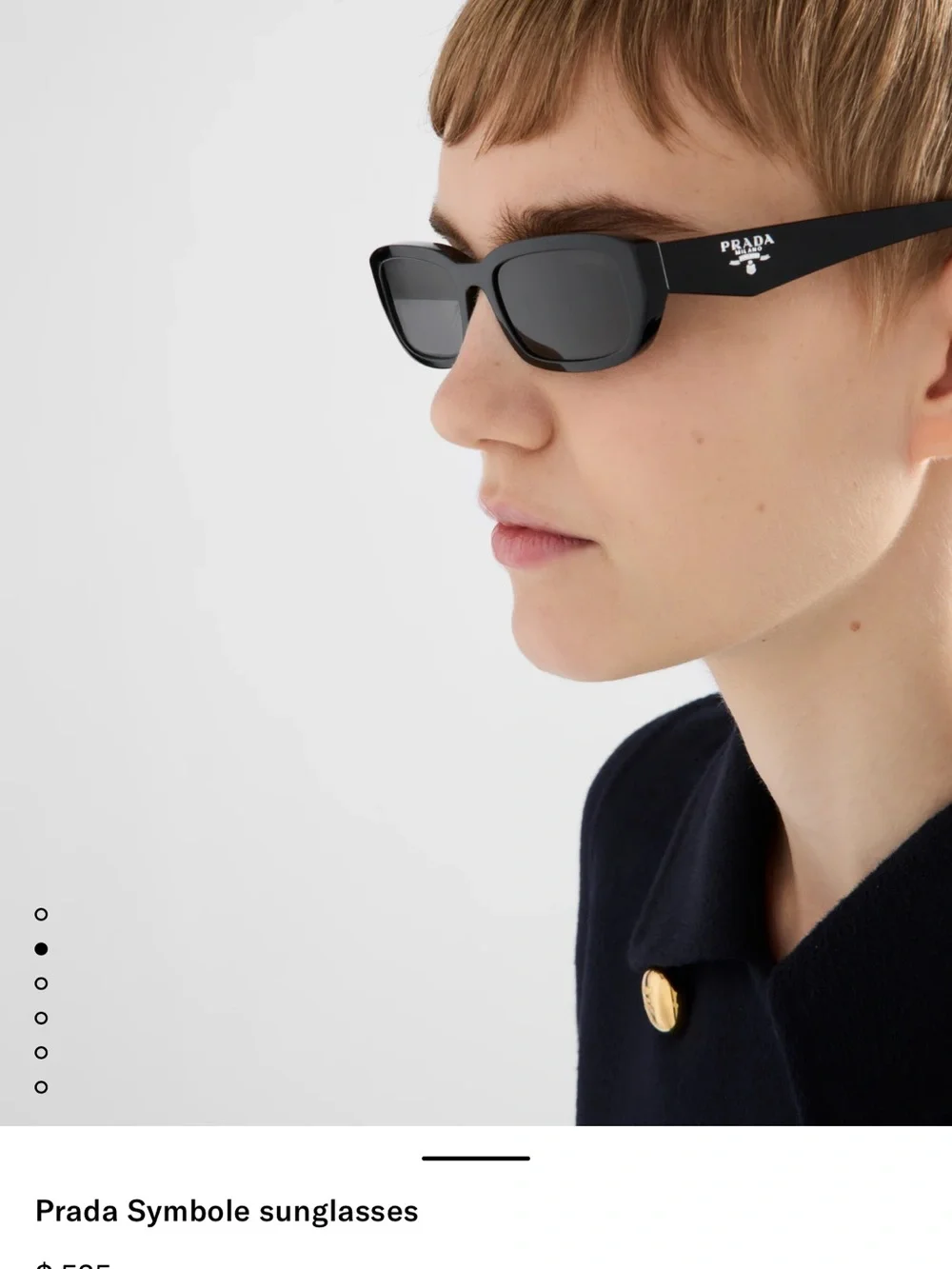 Prada Black Rectangular Symbole Sunglasses